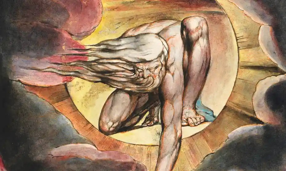 God beding forward, detail of Willian Blake's "The Ancient Days"